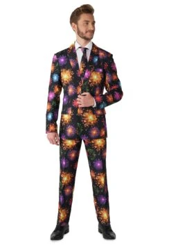 Suitmeister Black Suit With Fireworks
