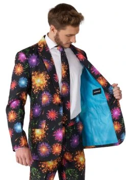 Suitmeister Black Suit With Fireworks 9 Suitmeister Black Suit With Fireworks -Halloween Costumes suitmeister black fireworks suit alt 3