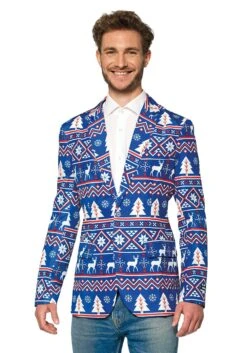 Suitmeister Nordic Christmas Blue Blazer -Halloween Costumes suitmeister christmas blue nordic blazer alt 2