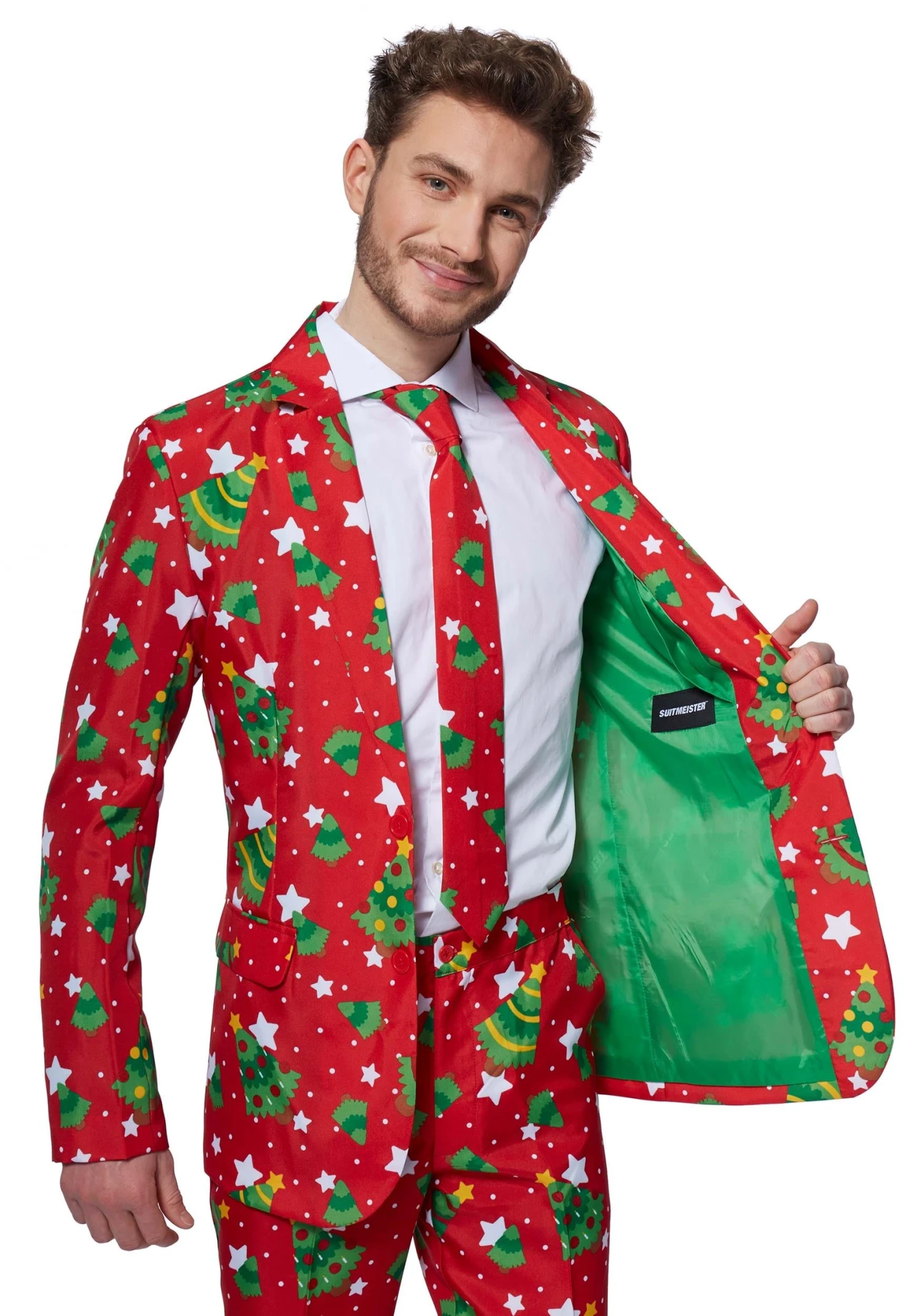Suitmeister Red Christmas Tree & Stars Suit 5 Suitmeister Red Christmas Tree & Stars Suit - Image 3