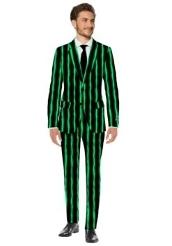 Suitmeister Oversized Glow In The Dark Black Pinstripe Suit
