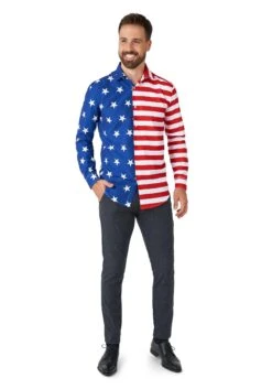 Suitmeister USA Flag Shirt For Men -Halloween Costumes suitmeister usa flag mens shirt alt 2