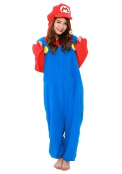 Super Mario Brothers Adult Mario Kigurumi Costume -Halloween Costumes super mario brothers adult mario kigurumi costume alt 1