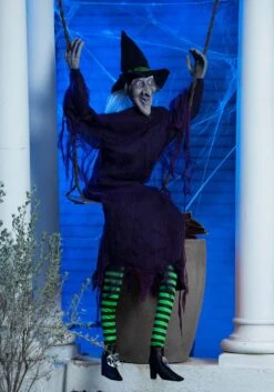 Fun World 5FT Swinging Witch Halloween Decoration 7 Fun World 5FT Swinging Witch Halloween Decoration -Halloween Costumes swinging witch decoration alt 2