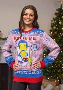 Ted Lasso Believe Ugly Christmas Sweater For Adults -Halloween Costumes ted lasso believe ugly christmas sweater alt 3