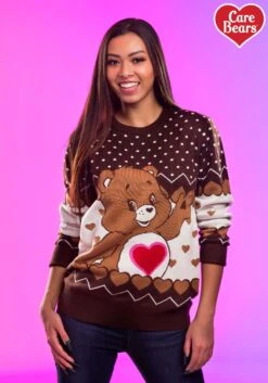 Tenderheart Bear Care Bears Ugly Christmas Sweater For Adults