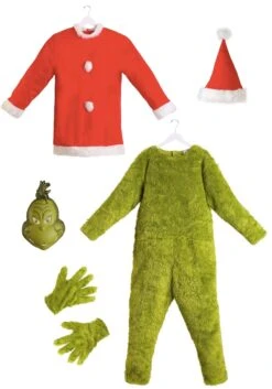 Adult The Grinch Plus Size Santa Deluxe Jumpsuit With Mask 13 Adult The Grinch Plus Size Santa Deluxe Jumpsuit With Mask -Halloween Costumes the grinch santa adult plus size deluxe costume alt 6