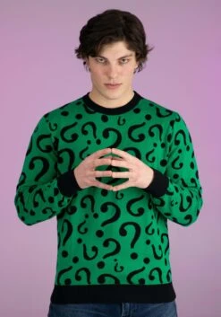 The Riddler Adult Christmas Sweater 10 The Riddler Adult Christmas Sweater -Halloween Costumes the riddler ugly christmas sweater alt 1