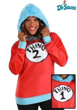 Adult Dr. Seuss Thing 1 & 2 Hoodie Costume Top