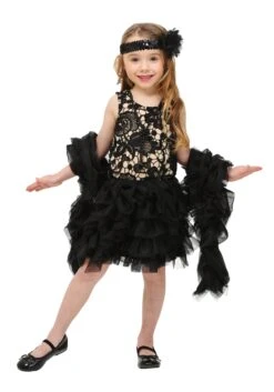 Dazzling Black And Tan Flapper Costume For Toddlers