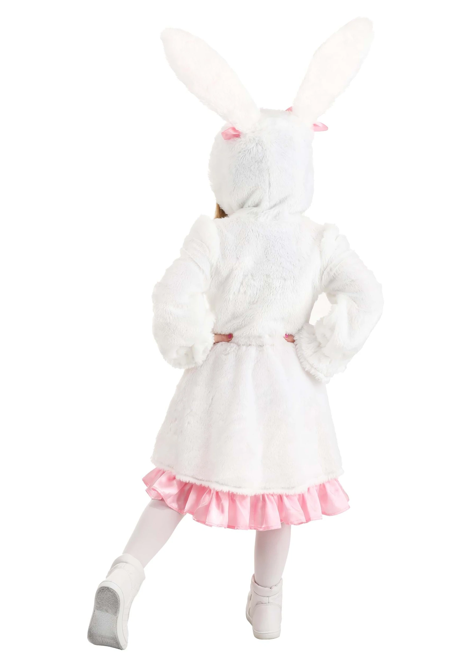 Girl's Toddler Fuzzy White Rabbit Costume 4 Girl's Toddler Fuzzy White Rabbit Costume - Image 2