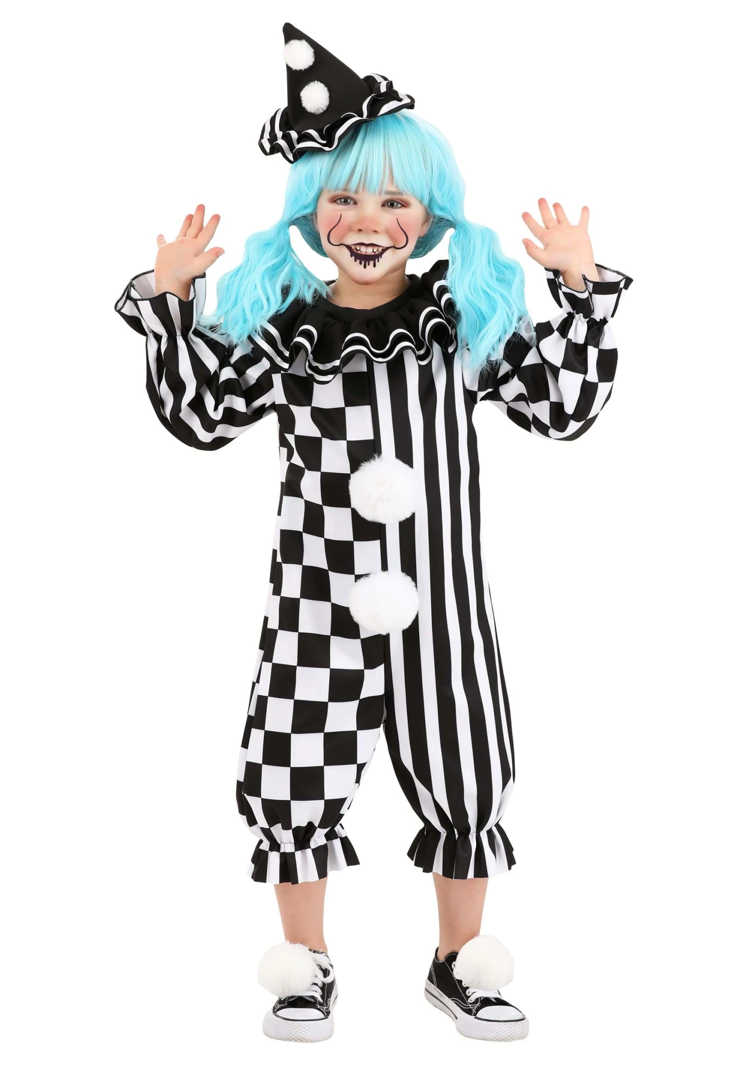 Girl's Giddy Gothic Clown Toddler Costume 3 Girl's Giddy Gothic Clown Toddler Costume