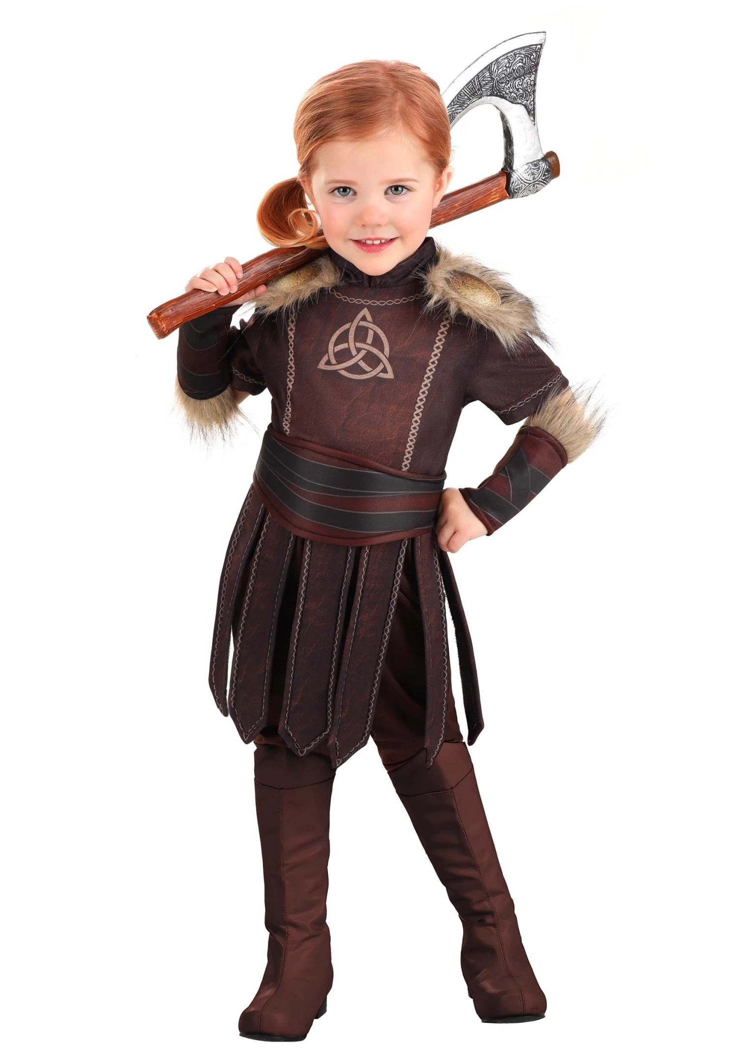 Girl's Valorous Viking Toddler Costume 3 Girl's Valorous Viking Toddler Costume
