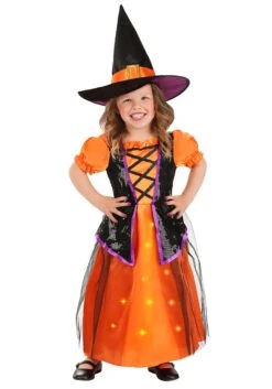 Girl's Toddler Orange Light-Up Witch Costume 11 Girl's Toddler Orange Light-Up Witch Costume -Halloween Costumes toddler orange light up witch costume alt 4