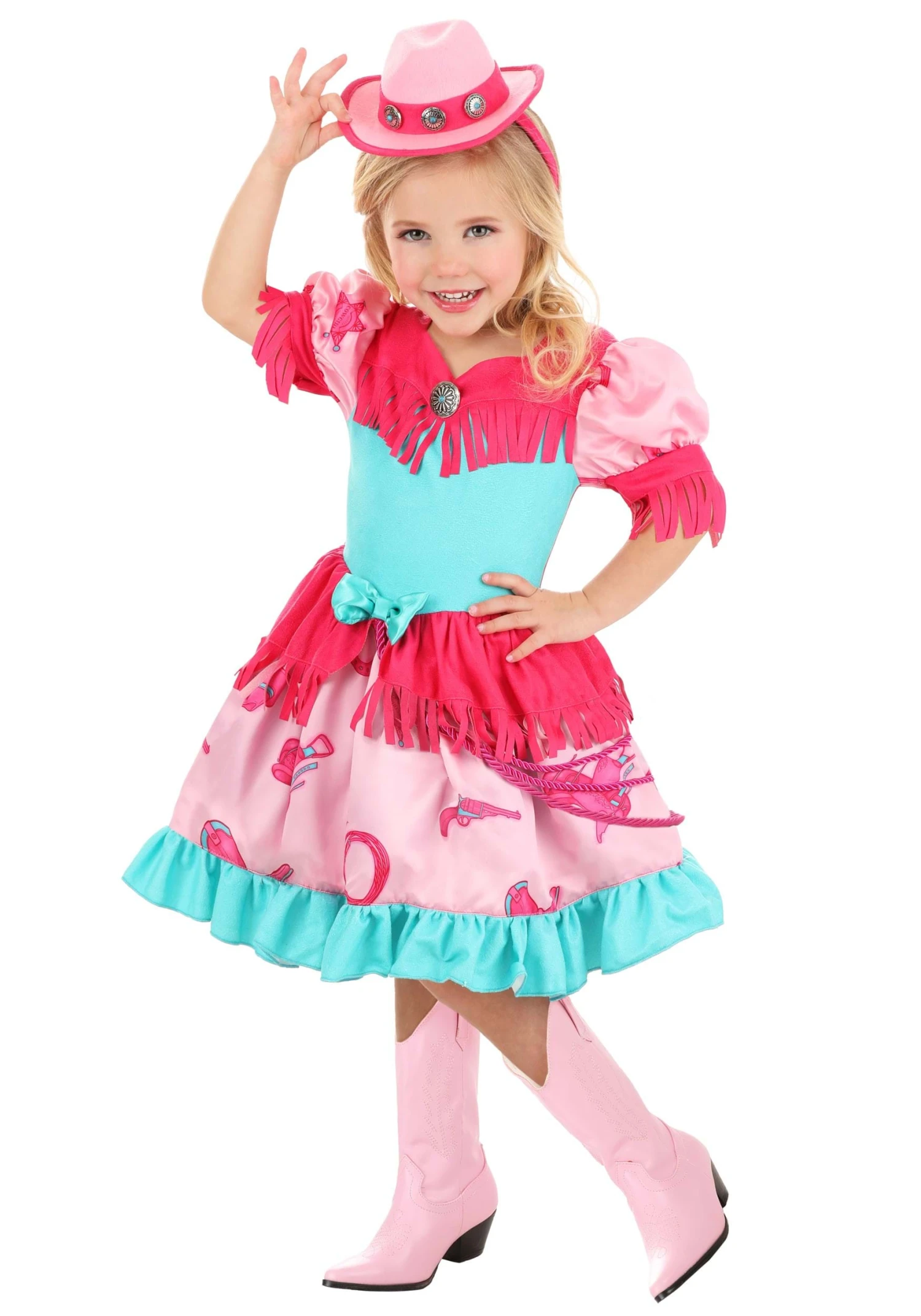 Girl's Pastel Pink Cowgirl Toddler Costume 3 Girl's Pastel Pink Cowgirl Toddler Costume