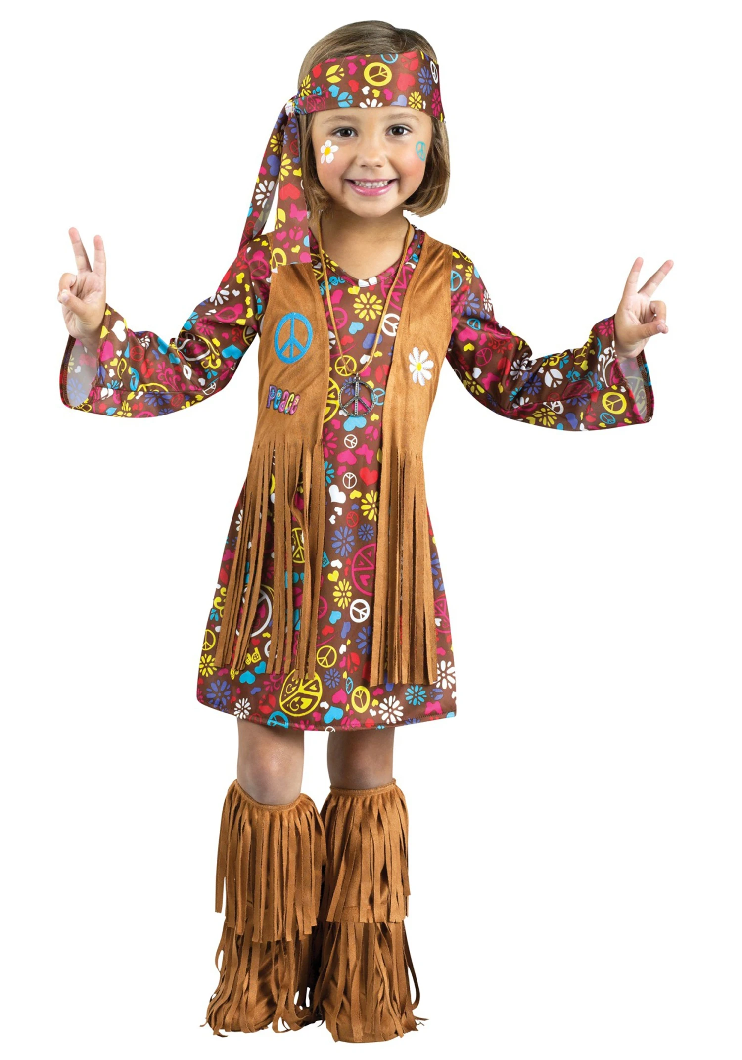 Fun World Toddler Peace & Love Hippie Girl's Costume 3 Fun World Toddler Peace & Love Hippie Girl's Costume