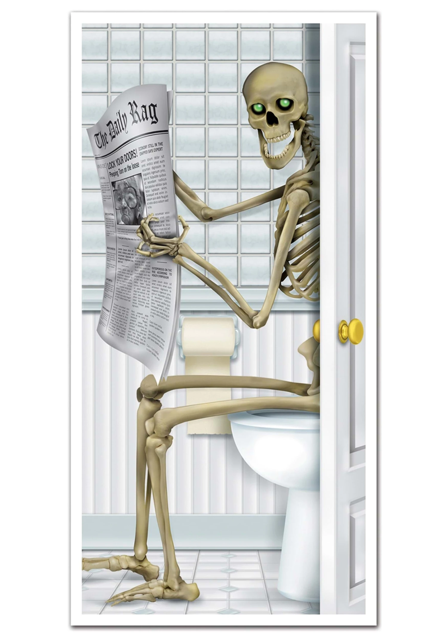 Skeleton Bathroom Door Cover Decoration 4 Skeleton Bathroom Door Cover Decoration - Image 2