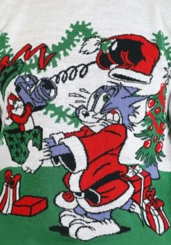 Tom And Jerry Scenic Adult Ugly Christmas Sweater -Halloween Costumes tom and jerry scenic ugly christmas sweater alt 1