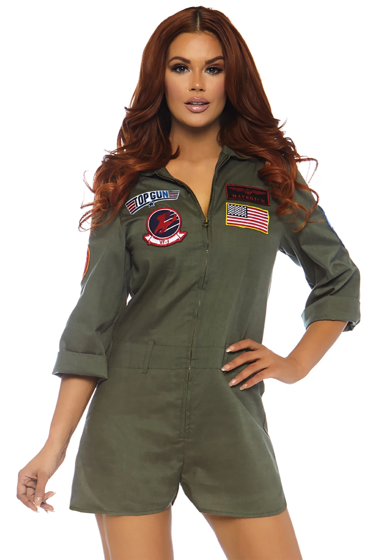 LEG AVENUE Top Gun Flight Suit Women's Romper Costume 3 LEG AVENUE Top Gun Flight Suit Women's Romper Costume