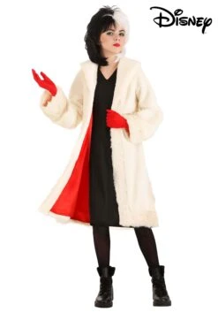Cruella De Vil Coat Costume For Teens From Disney's 101 Dalmatians 21 Cruella De Vil Coat Costume For Teens From Disney's 101 Dalmatians -Halloween Costumes tween cruella de vil costume alt 4