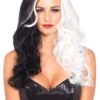 LEG AVENUE Two-Tone Long Wavy Villainess Wig -Halloween Costumes two tone long wavy villainess wig