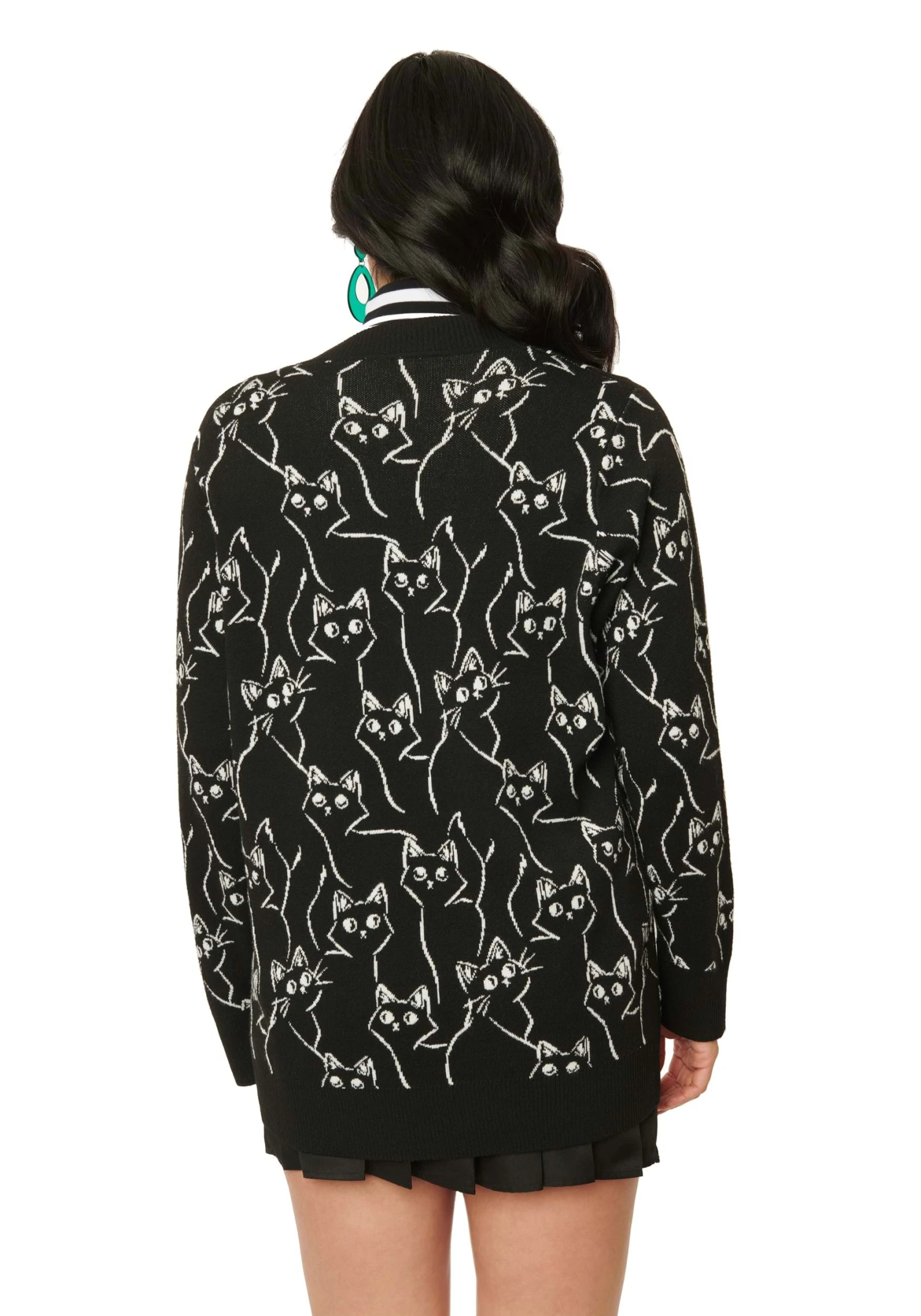 Unique Vintage Black Cat Cardigan For Adults 4 Unique Vintage Black Cat Cardigan For Adults - Image 2