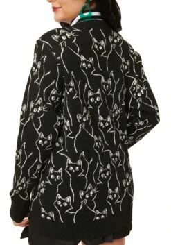 Unique Vintage Black Cat Cardigan For Adults 9 Unique Vintage Black Cat Cardigan For Adults -Halloween Costumes unique vintage black cat cardigan alt 2