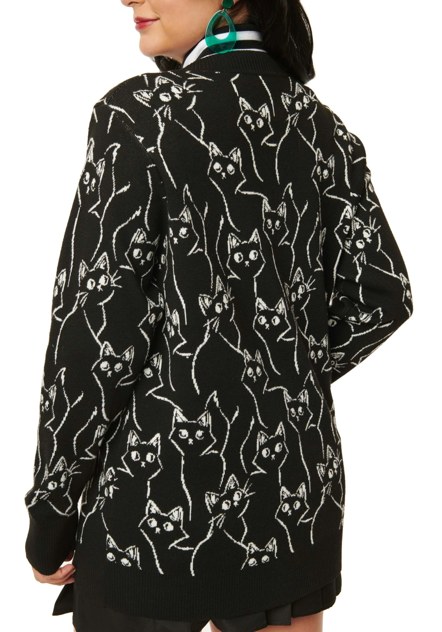 Unique Vintage Black Cat Cardigan For Adults 5 Unique Vintage Black Cat Cardigan For Adults - Image 3