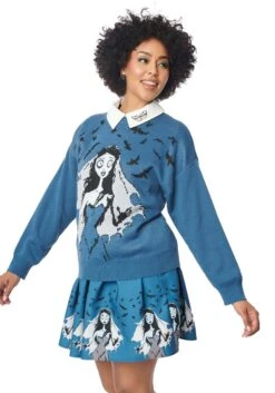 Unique Vintage Corpse Bride Sweater For Women -Halloween Costumes unique vintage corpse bride sweater alt 3