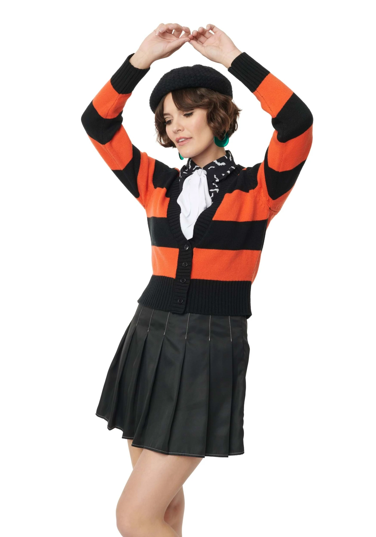 Unique Vintage Spooky Cat Striped Cardigan For Adults 5 Unique Vintage Spooky Cat Striped Cardigan For Adults - Image 3