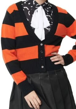 Unique Vintage Spooky Cat Striped Cardigan For Adults 11 Unique Vintage Spooky Cat Striped Cardigan For Adults -Halloween Costumes unique vintage spooky cat striped cardigan alt 4