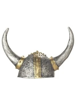 Silver And Gold Colored Viking Costume Helmet For Adults