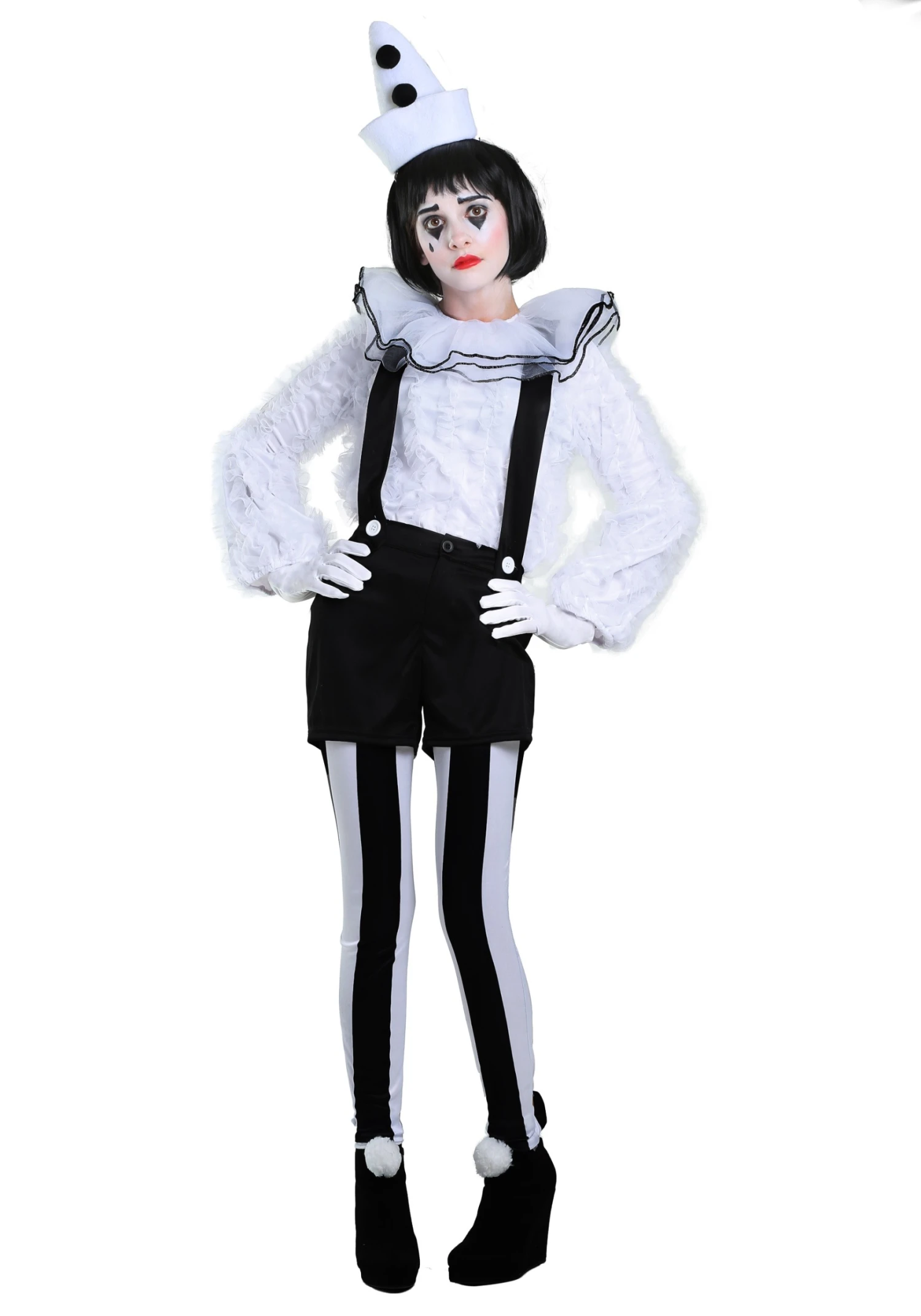 Women's Vintage Pierrot Clown Costume 3 Women's Vintage Pierrot Clown Costume