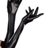 Dreamgirl Wet Look Black Gloves For Women 1 Dreamgirl Wet Look Black Gloves For Women -Halloween Costumes wet look black gloves
