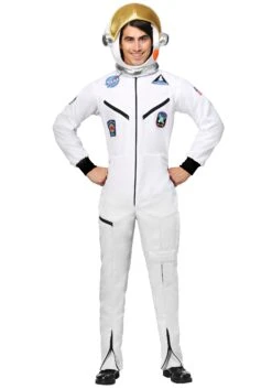 Adult White Astronaut Jumpsuit Plus Size Costume