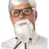 Men's White Colonel Goatee Wig And Moustache
