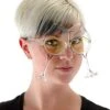 Clear/Yellow Wine Goblet Eyeglasses -Halloween Costumes wine glasses clear yellow