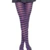 LEG AVENUE Black And Purple Striped Nylon Tights For Women 2 LEG AVENUE Black And Purple Striped Nylon Tights For Women -Halloween Costumes womens black and purple striped nylon tights