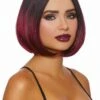 Dreamgirl Women's Mid-Length Black/Burgundy Ombré Bob Wig 1 Dreamgirl Women's Mid-Length Black/Burgundy Ombré Bob Wig -Halloween Costumes womens black burgundy ombre bob wig