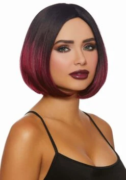 Dreamgirl Women's Mid-Length Black/Burgundy Ombré Bob Wig