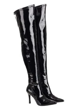 Black Patent Over The Knee Boots For Women -Halloween Costumes womens black patent over the knee boots alt 2