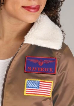 Top Gun Women's Bomber Jacket Costume 14 Top Gun Women's Bomber Jacket Costume -Halloween Costumes womens bomber jacket top gun costume alt 4