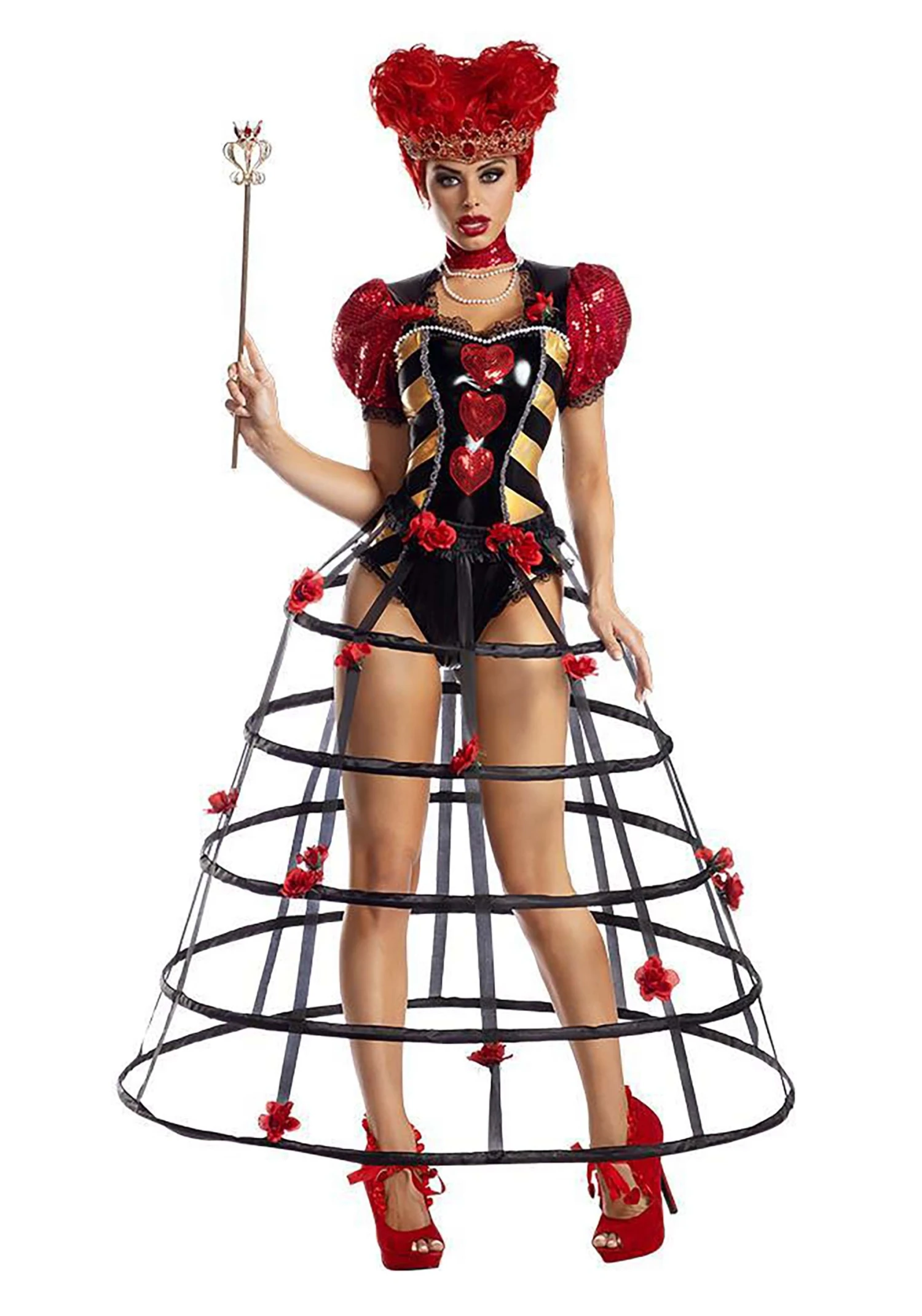 Women's Caged Heart Queen Costume 3 Women's Caged Heart Queen Costume