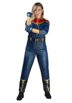 JAZWARES Classic Captain Marvel Costume For Women -Halloween Costumes womens classic captain marvel costume alt 1