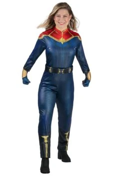 JAZWARES Classic Captain Marvel Costume For Women -Halloween Costumes womens classic captain marvel costume alt 2
