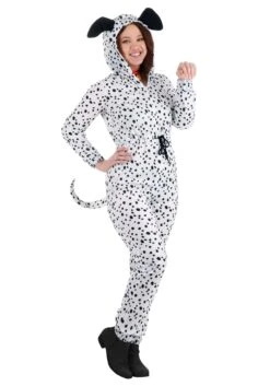 Cozy Dalmatian Jumpsuit Costume For Women 9 Cozy Dalmatian Jumpsuit Costume For Women -Halloween Costumes womens cozy dalmatian jumpsuit alt 1