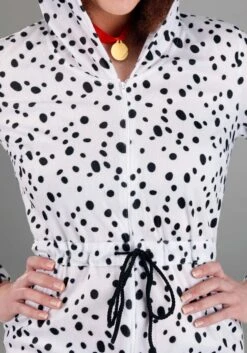 Cozy Dalmatian Jumpsuit Costume For Women 12 Cozy Dalmatian Jumpsuit Costume For Women -Halloween Costumes womens cozy dalmatian jumpsuit alt 4