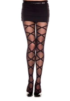 MUSIC LEGS Women's Criss Cross Leg Wrap Tights