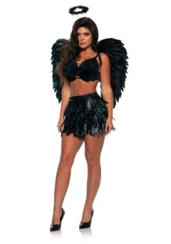 Sexy Dark Angel Feather Skirt And Top Costume For Women