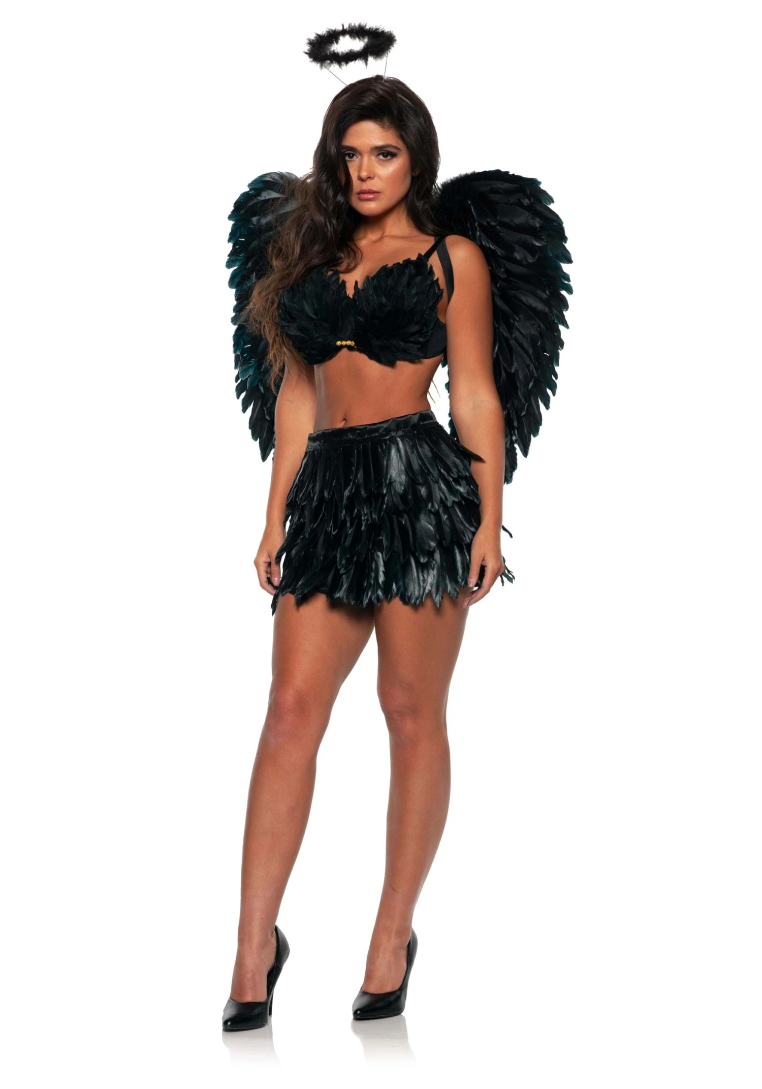 Sexy Dark Angel Feather Skirt And Top Costume For Women 3 Sexy Dark Angel Feather Skirt And Top Costume For Women